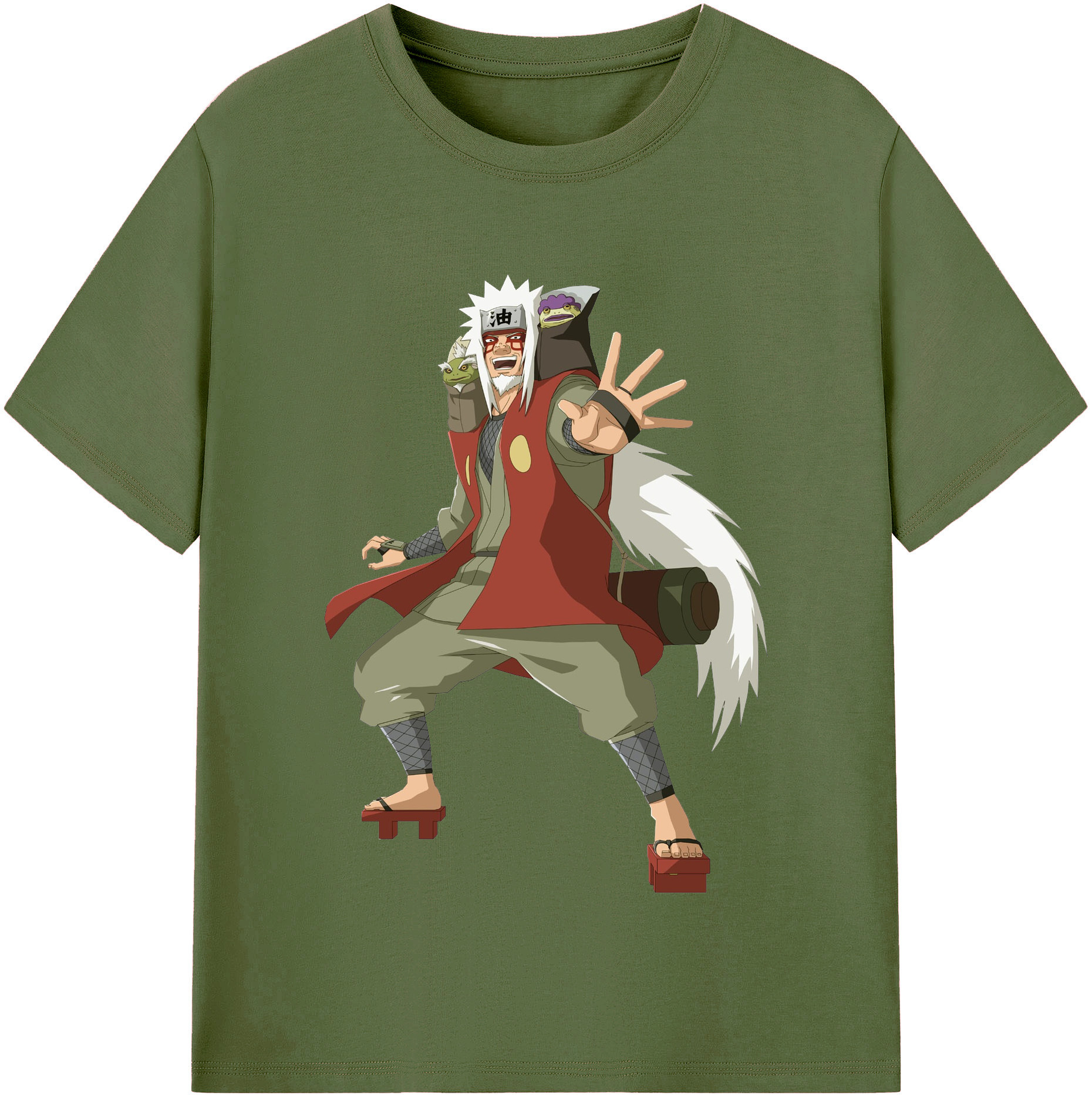 （画像用） NARUTO -ナルト- 自来也（じらいや） Jiraiya 綿100％半袖Tシャツ（フロントプリント）